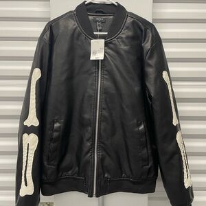 Amiri Black Leather Bomber Jacket